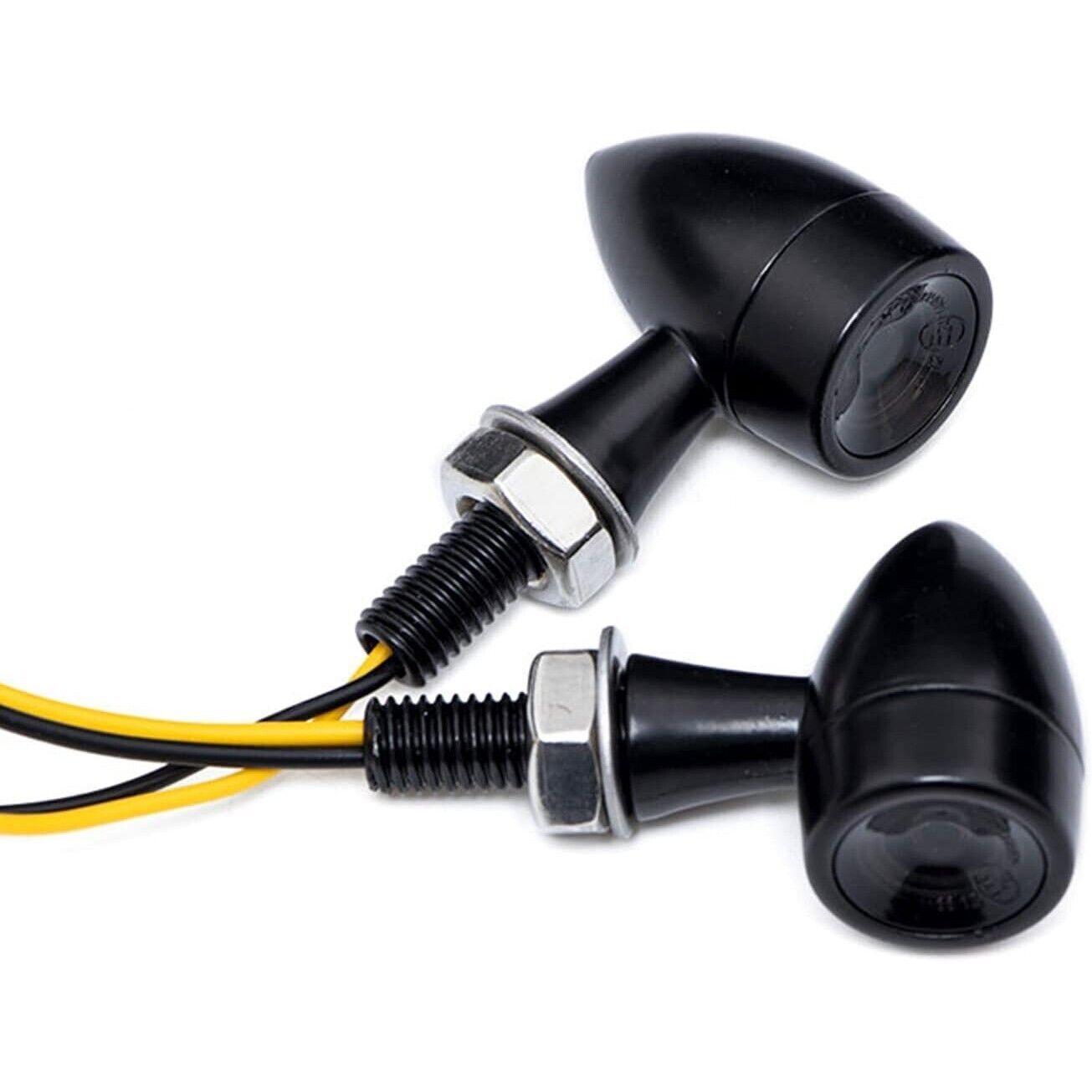 2x 8mm Amber Mini LED Indicators Turn Signal Blinkers Vintage Billet Type