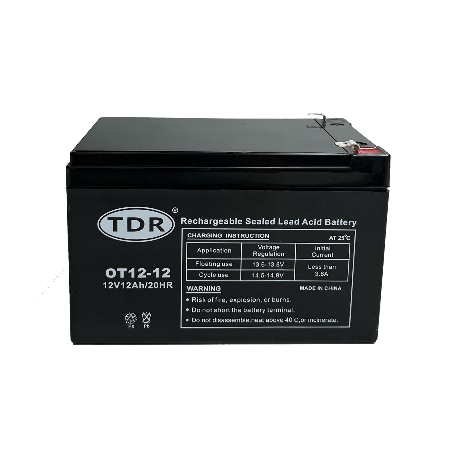 12V 12Ah AGM Deep Cycle Battery SLA Alarm Bike Solar Power Camping Marine Sealed - TDRMOTO