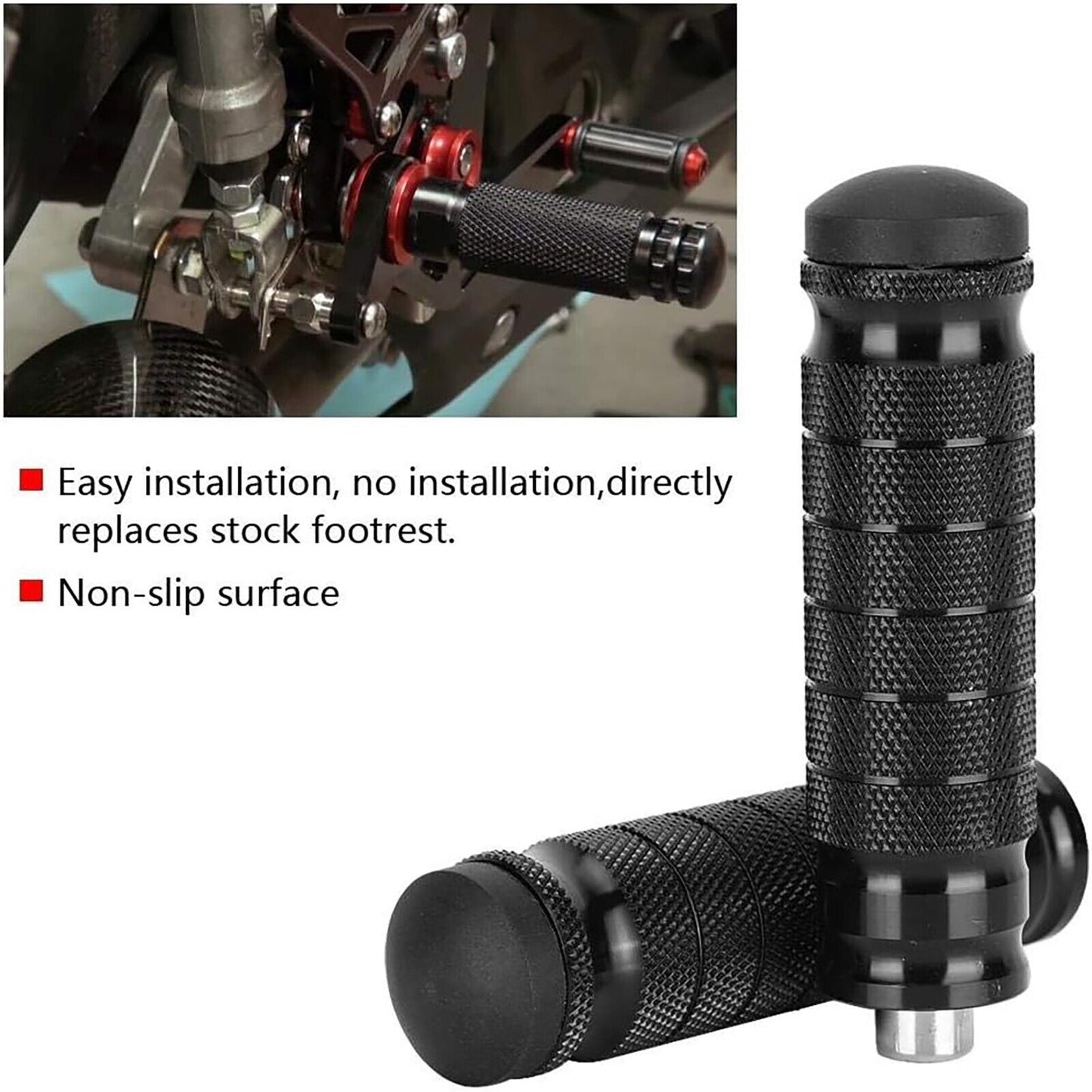 Pair CNC Universal 8MM/M8 Motorcycle Foot Pegs Footpegs Rearset Foot Rest Pedals