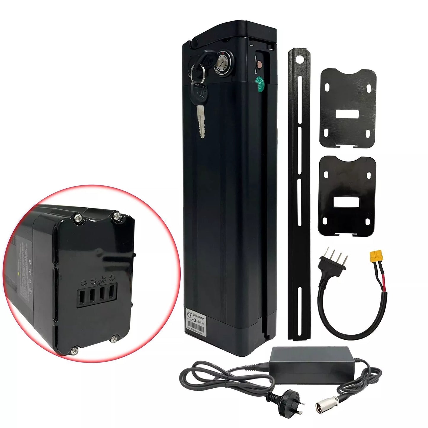 Black 48V 10AH Lithium Electric Bicycle eBike battery for 250W 350W 450W 500W