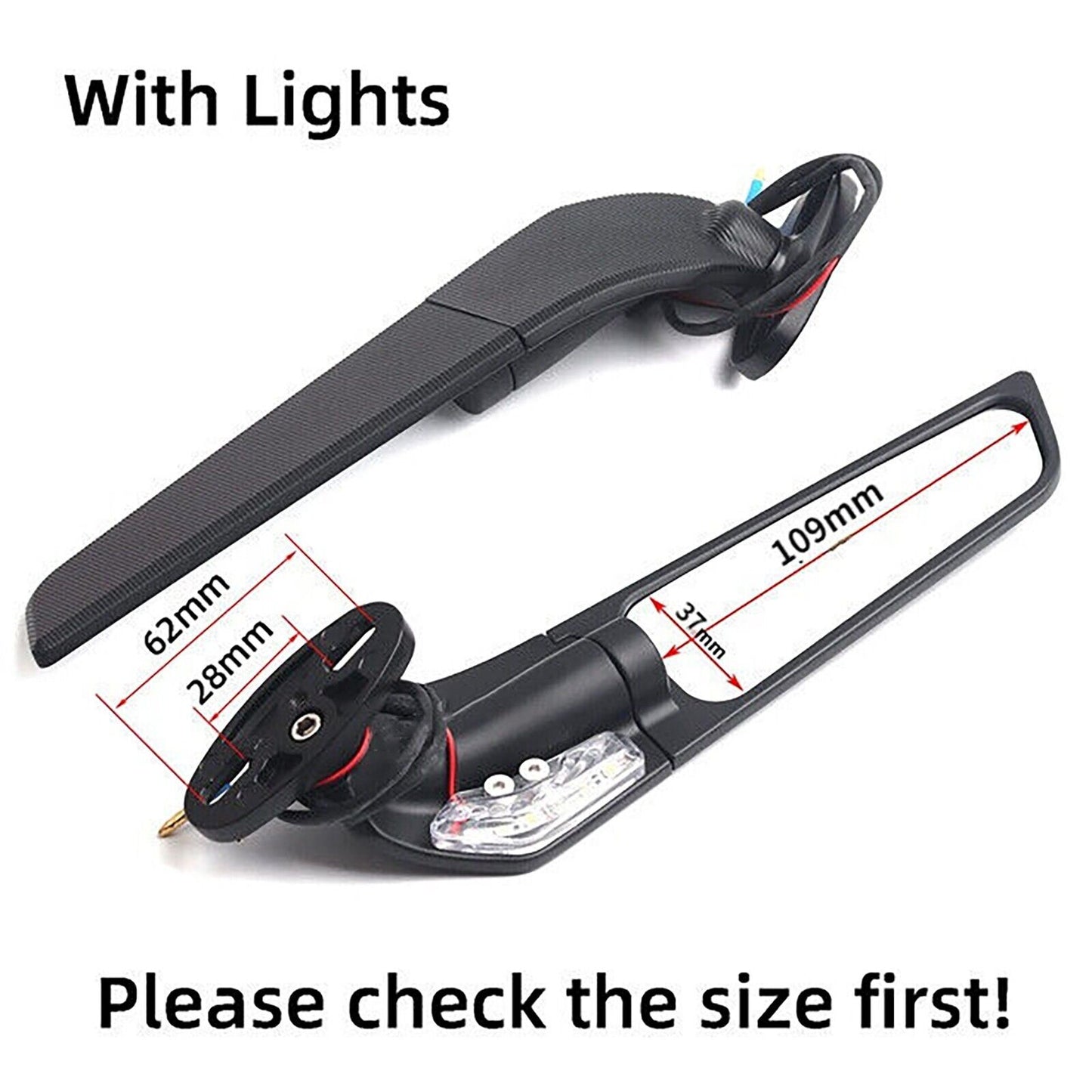 Motorcycle Adjustable Wind Swivel Wing Fin Rearview Side Mirror For Honda Suzuki Kawasaki