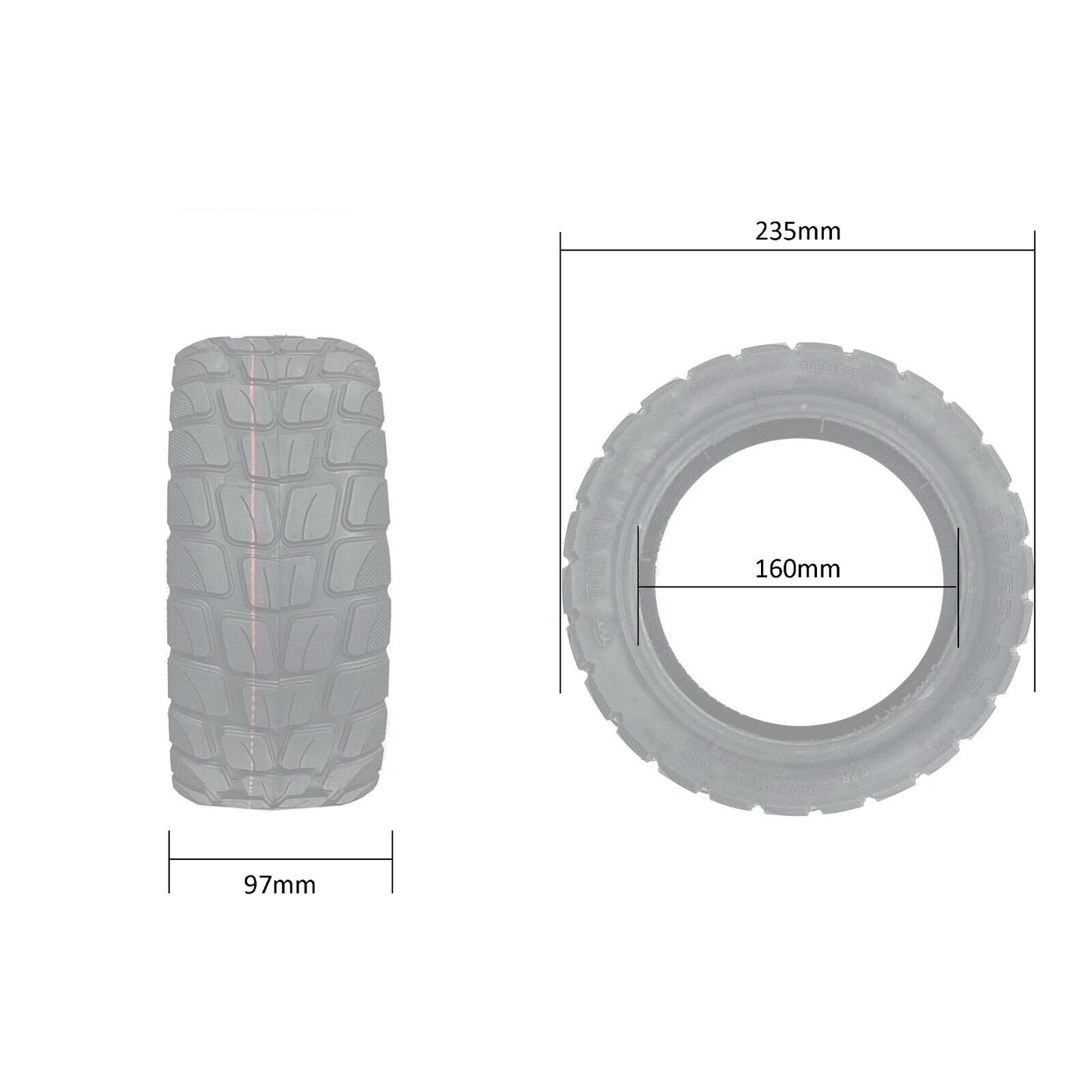90/55-6.5 Electric Scooter Tyre for 10" Dragon Cyclone Pro, GTR V2, Lightning V1