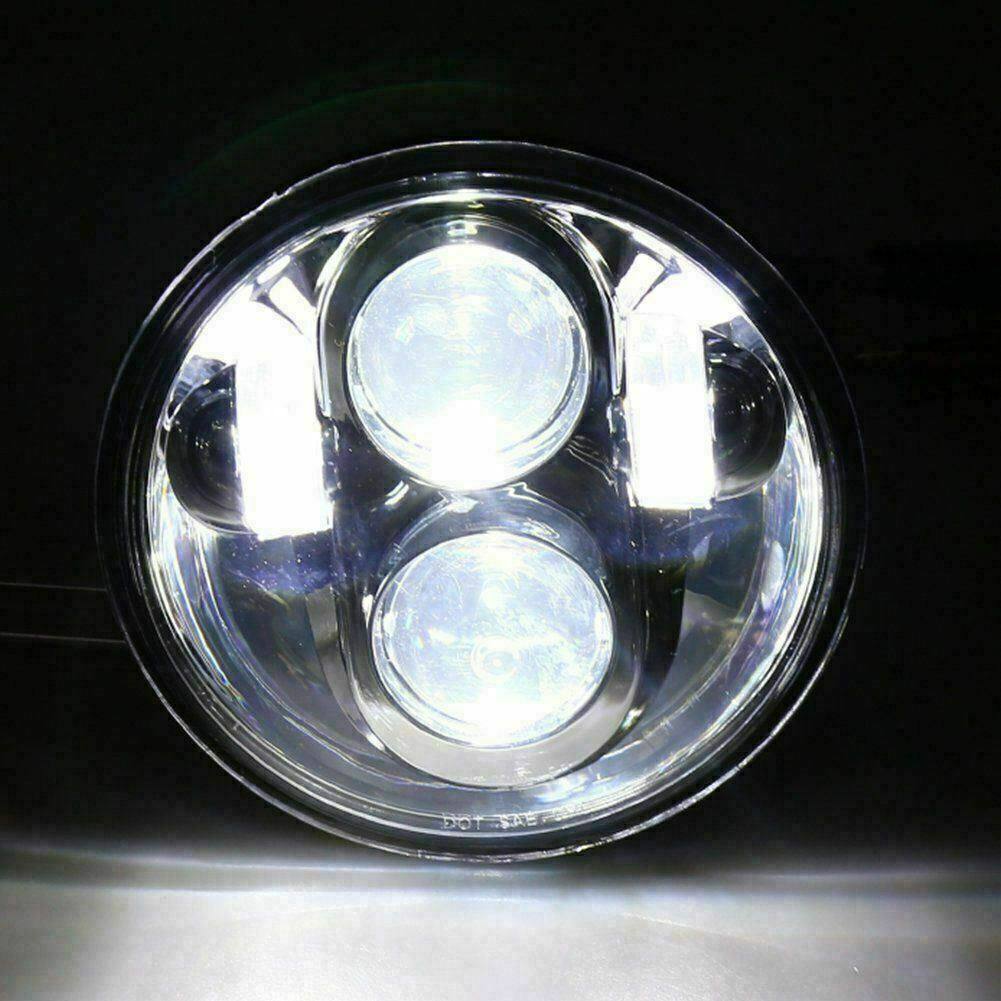 5.75 Inch Round Silver LED Headlight Hi/Lo Motorcycle Hi/Lo Projector For Harley - TDRMOTO