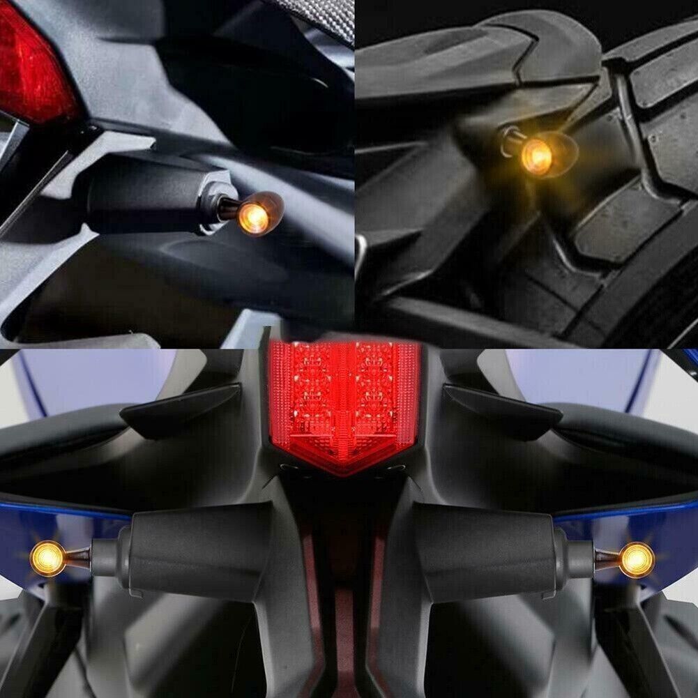2x 8mm Amber Mini LED Indicators Turn Signal Blinkers Vintage Billet Type