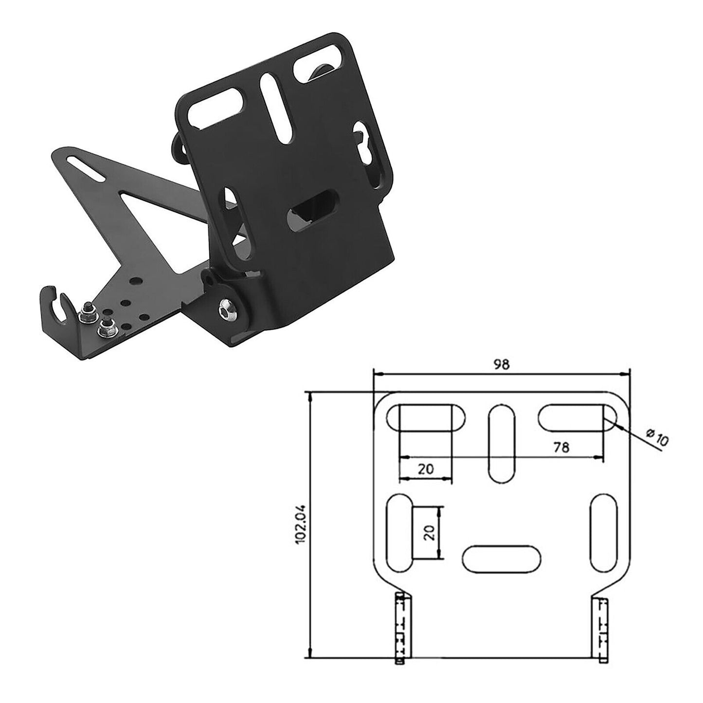Motorcycle Adjustable License Number Plate Frame Holder Bracket
