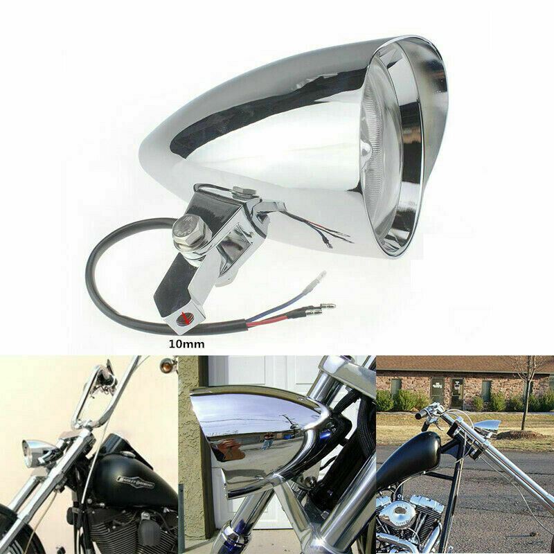 4.5'' Chrome/Black Motorcycle Bullet Headlight Light For Harley Davidson Choppers Silver