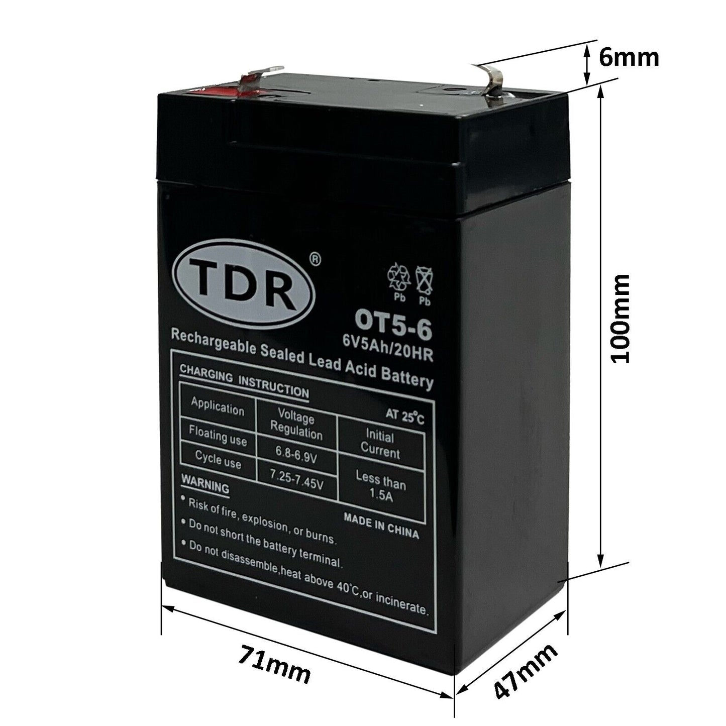 Brand New 6V 5.0AH SLA Rechargeable battery 6volt Sealed Lead 5ah Toy Electric