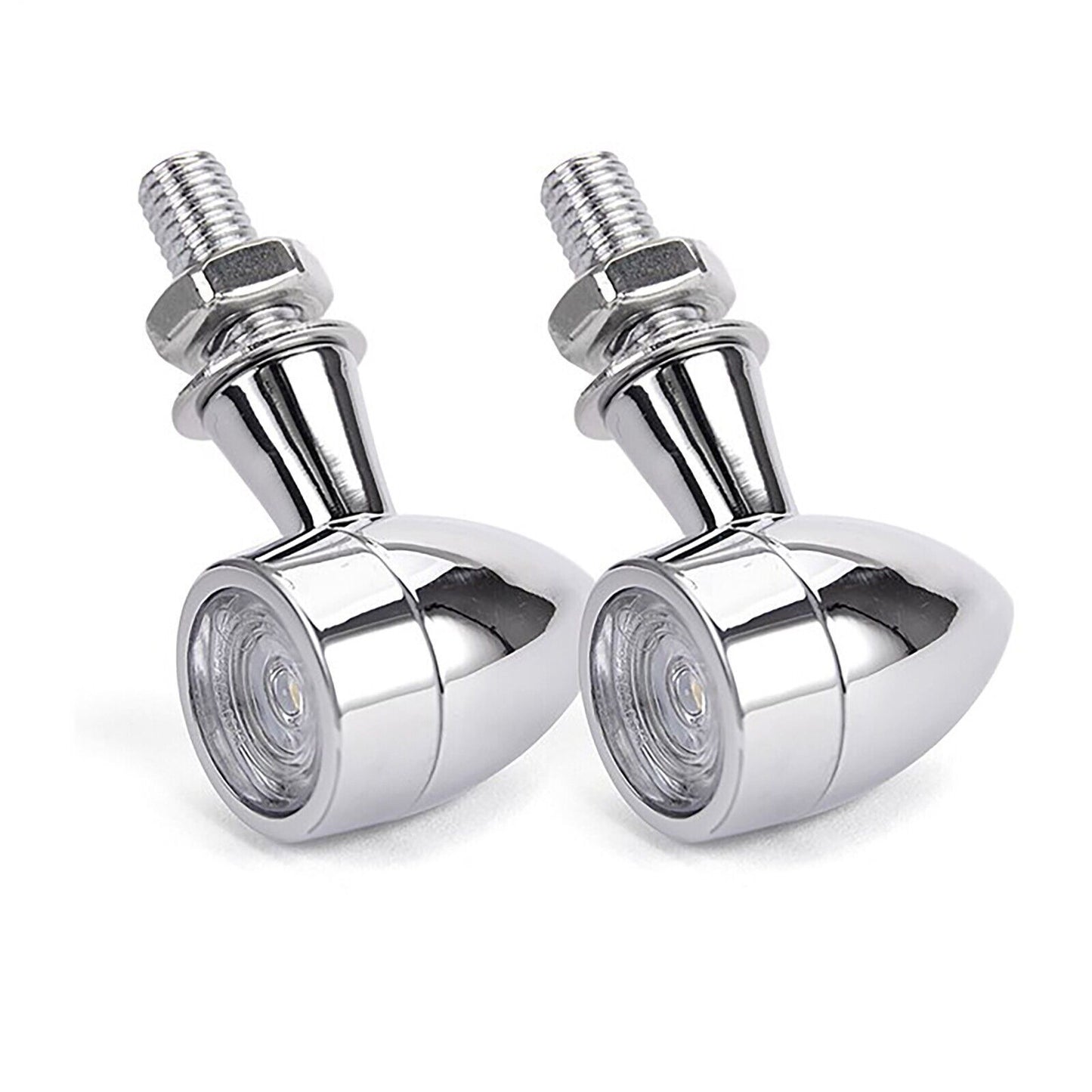 2x 8mm Amber Mini LED Indicators Turn Signal Blinkers Vintage Billet Type