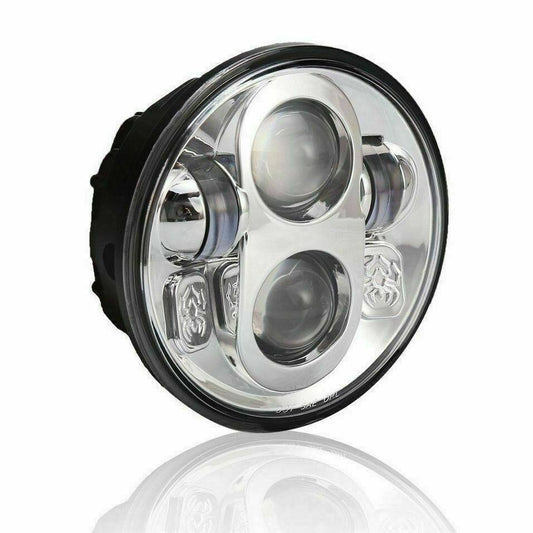 5.75 Inch Round Silver LED Headlight Hi/Lo Motorcycle Hi/Lo Projector For Harley - TDRMOTO