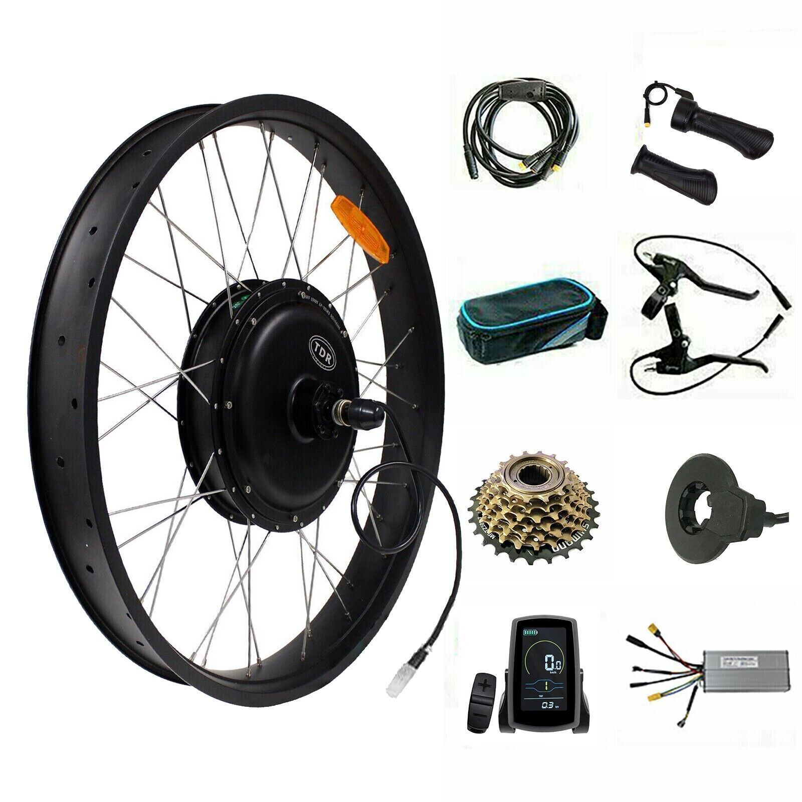 26" x 4.0 2000W Fat Tyre Rear Electric Bike Conversion Kit 15AH Battery - TDRMOTO