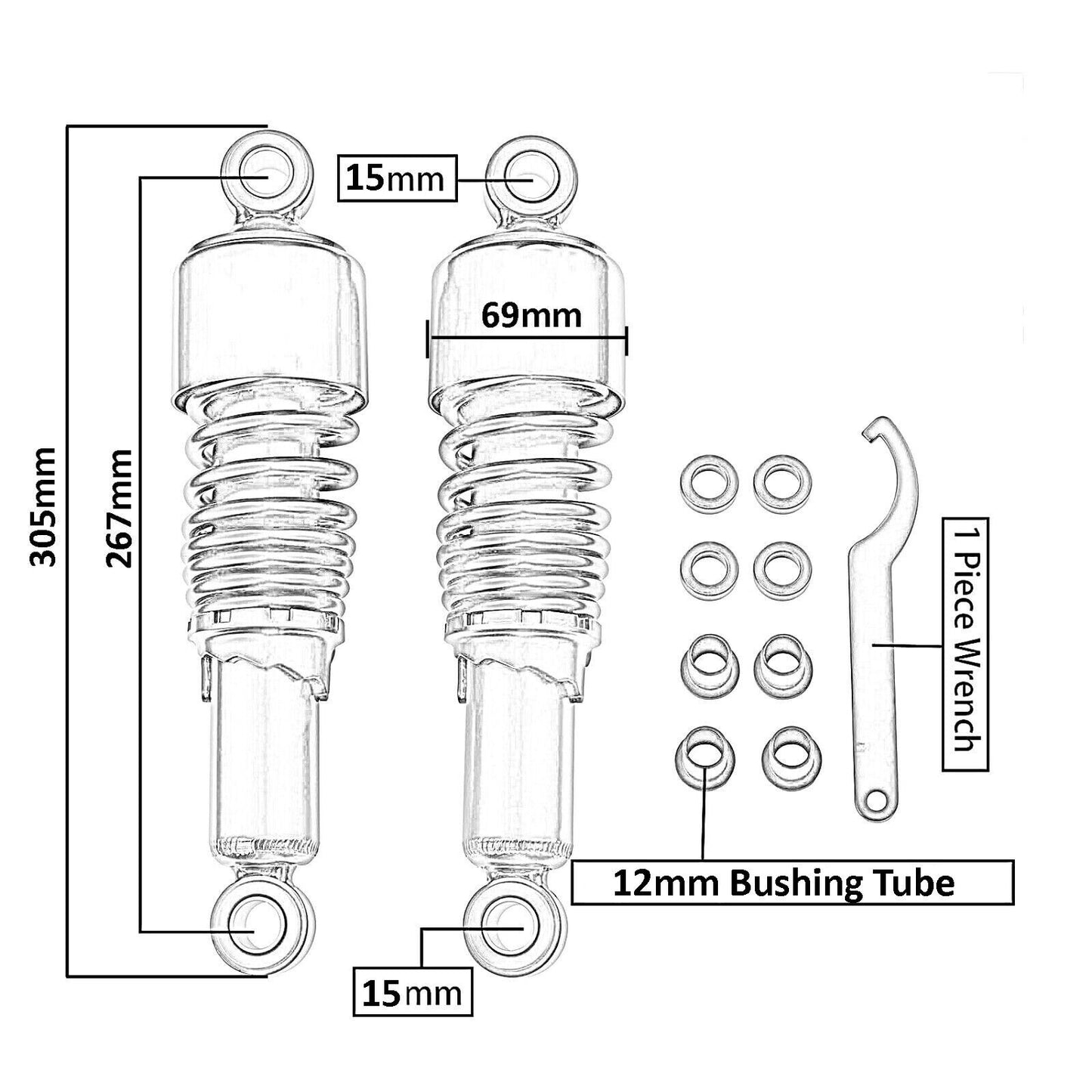 267mm Rear Shock Absorber Suspension For Suzuki Harley Davidson Sportster 883 1200
