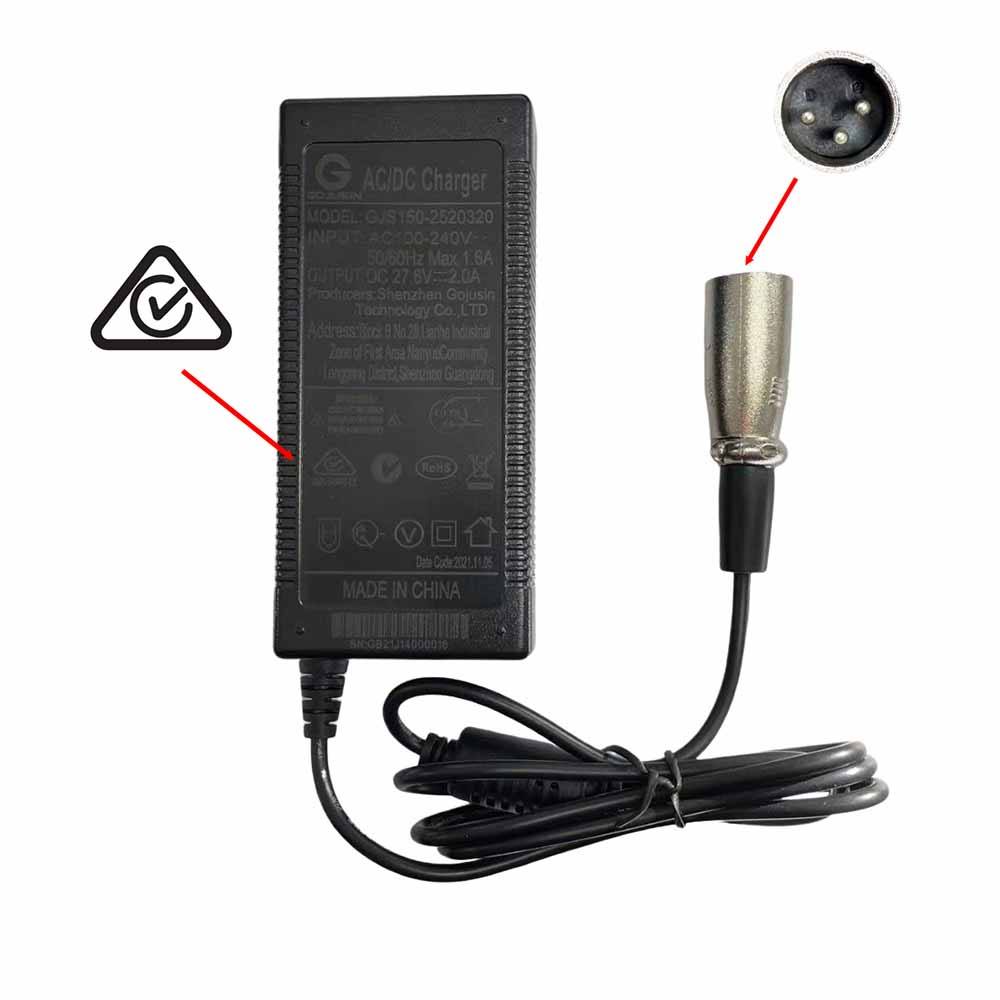 27.6V 2A 3 Pins Battery Charger For 24V Electric Scooter Mobility Scooter eBike Electric Bike - TDRMOTO