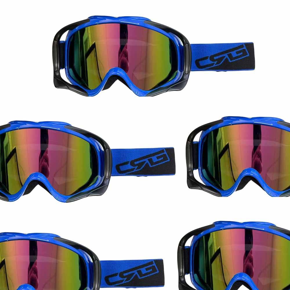 CSG Blue Goggles Tinted Lens Anti Fog For Motocross MX Sports Snow Skiing - TDRMOTO