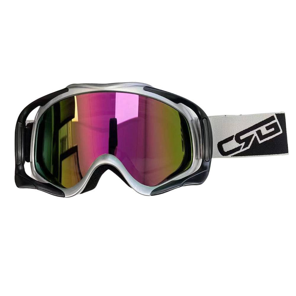 CSG Adult Silver Goggles Tinted Lens Anti Fog For Motocross MX Sports Snow Skiing - TDRMOTO