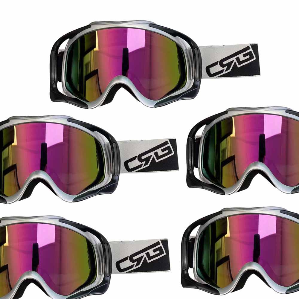 CSG Adult Silver Goggles Tinted Lens Anti Fog For Motocross MX Sports Snow Skiing - TDRMOTO