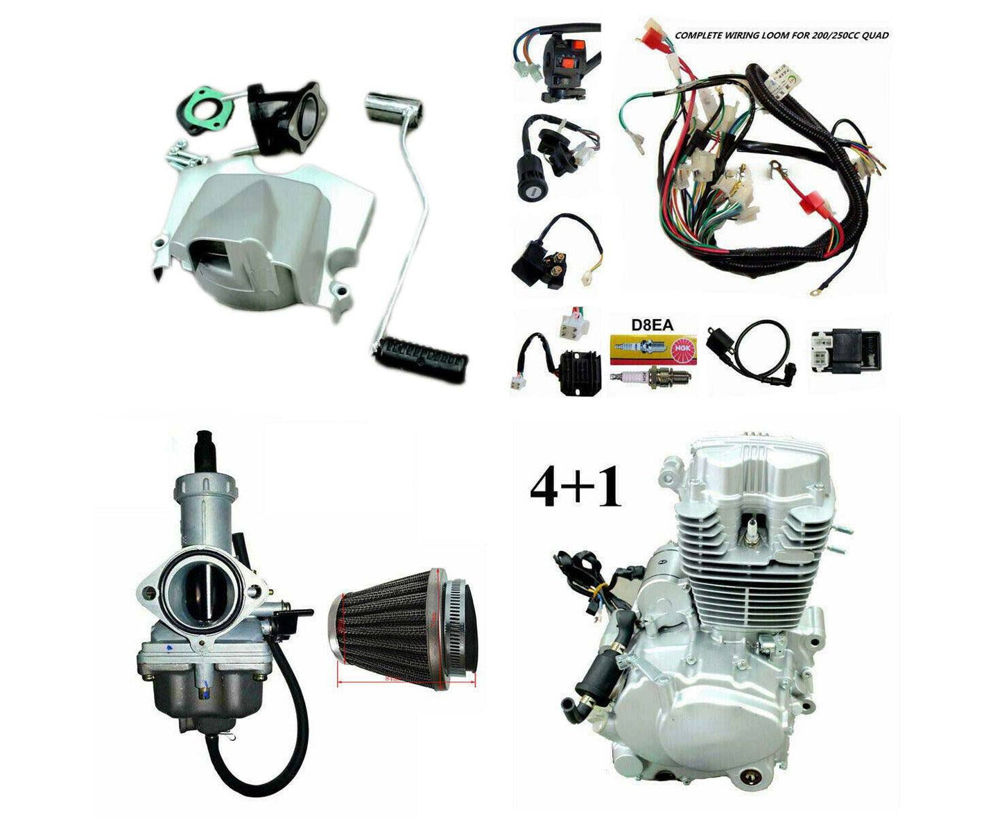 Zongshen 250cc Manual Engine 4+1 Reverse Gear For ATV Quad Buggy - TDRMOTO