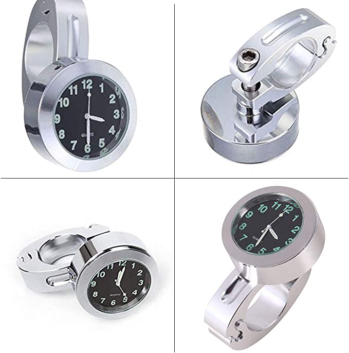 Universal Motorcycle Handlebar Clock 7/8" Chrome Motorcycle Clock Waterproof (Battery Required)