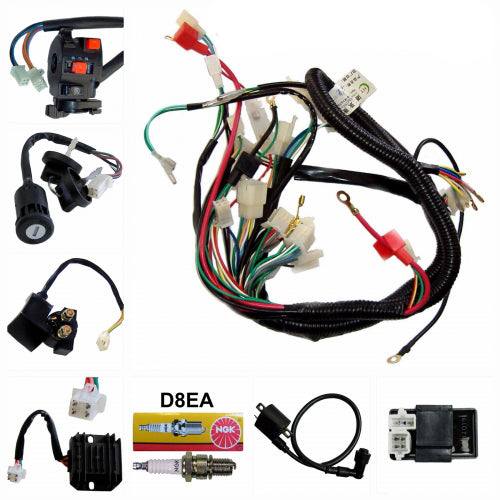 Full Wiring Harness Loom Solenoid Coil Regulator CDI 150-200-250cc ATV Quad Bike - TDRMOTO