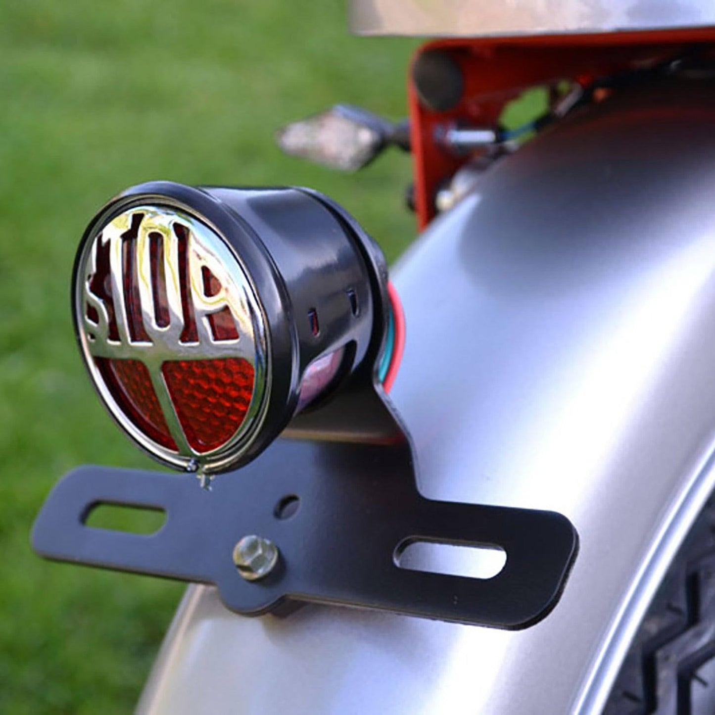 Universal “STOP” Face Brake Light, Vintage Motorcycle Bulb Light Tail Brake Light - TDRMOTO