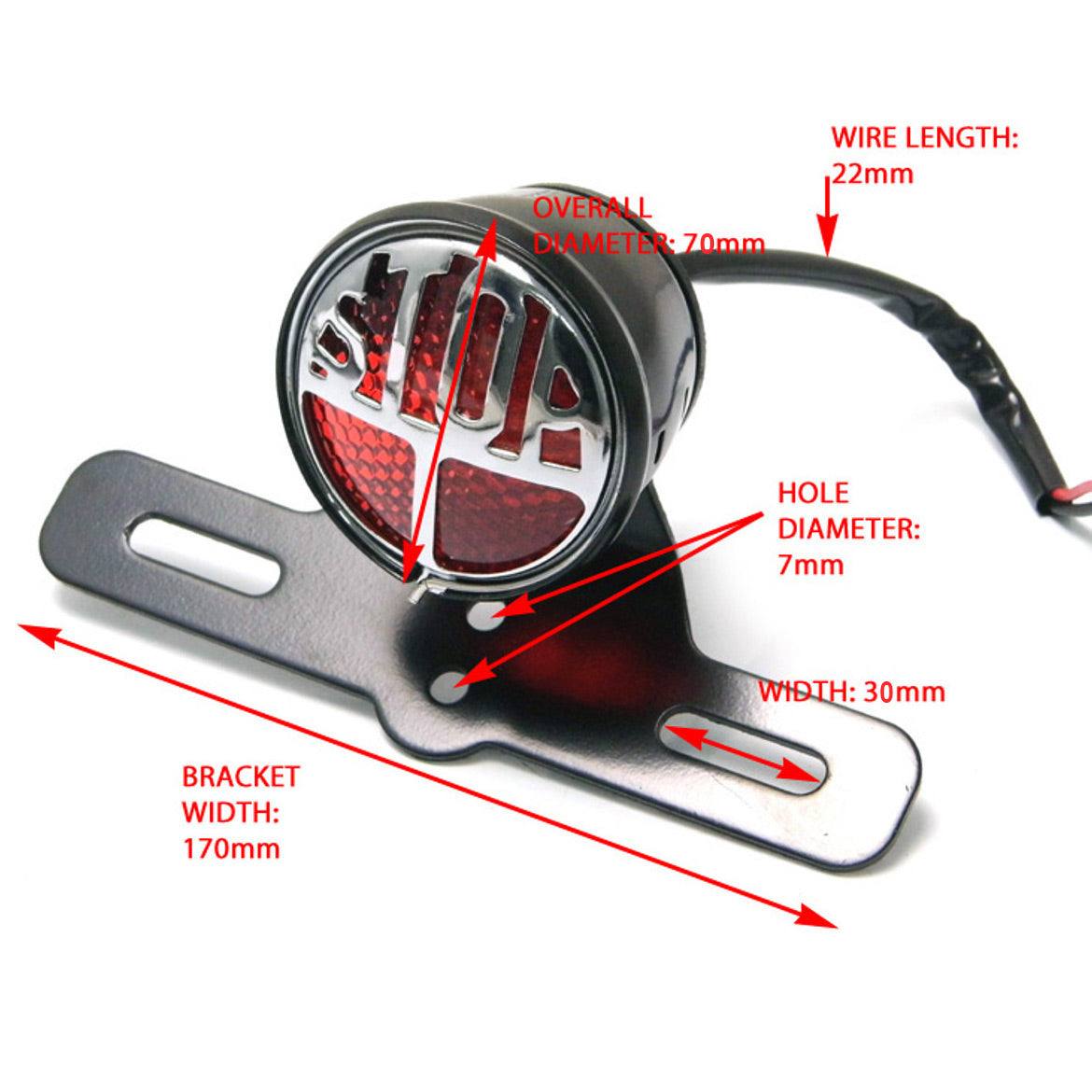 Universal “STOP” Face Brake Light, Vintage Motorcycle Bulb Light Tail Brake Light - TDRMOTO