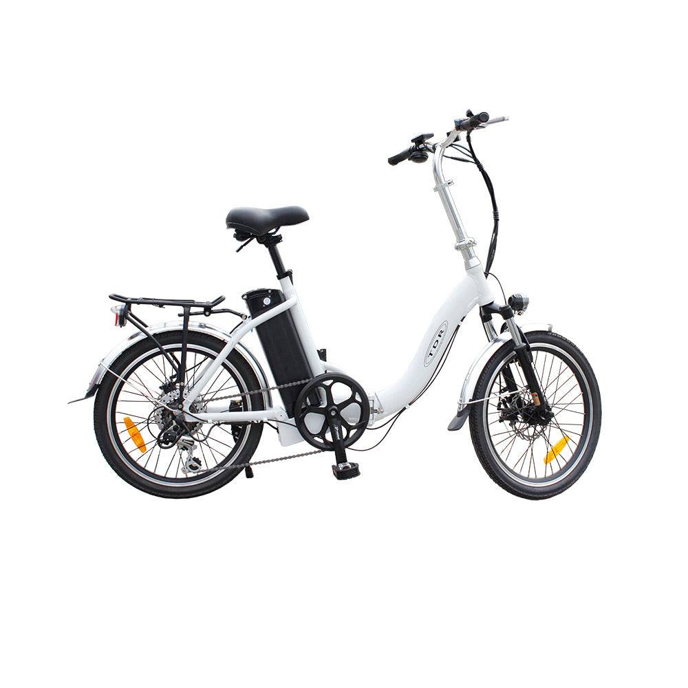 TDR 250W 20" Step-Through White Folding Electric Bike eBike Pedal Assist 10Ah/15Ah Battery - TDRMOTO