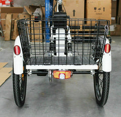TDR White Electric Tricycle 48V 250W 10AH with Basket Rear Rack Trolley - TDRMOTO