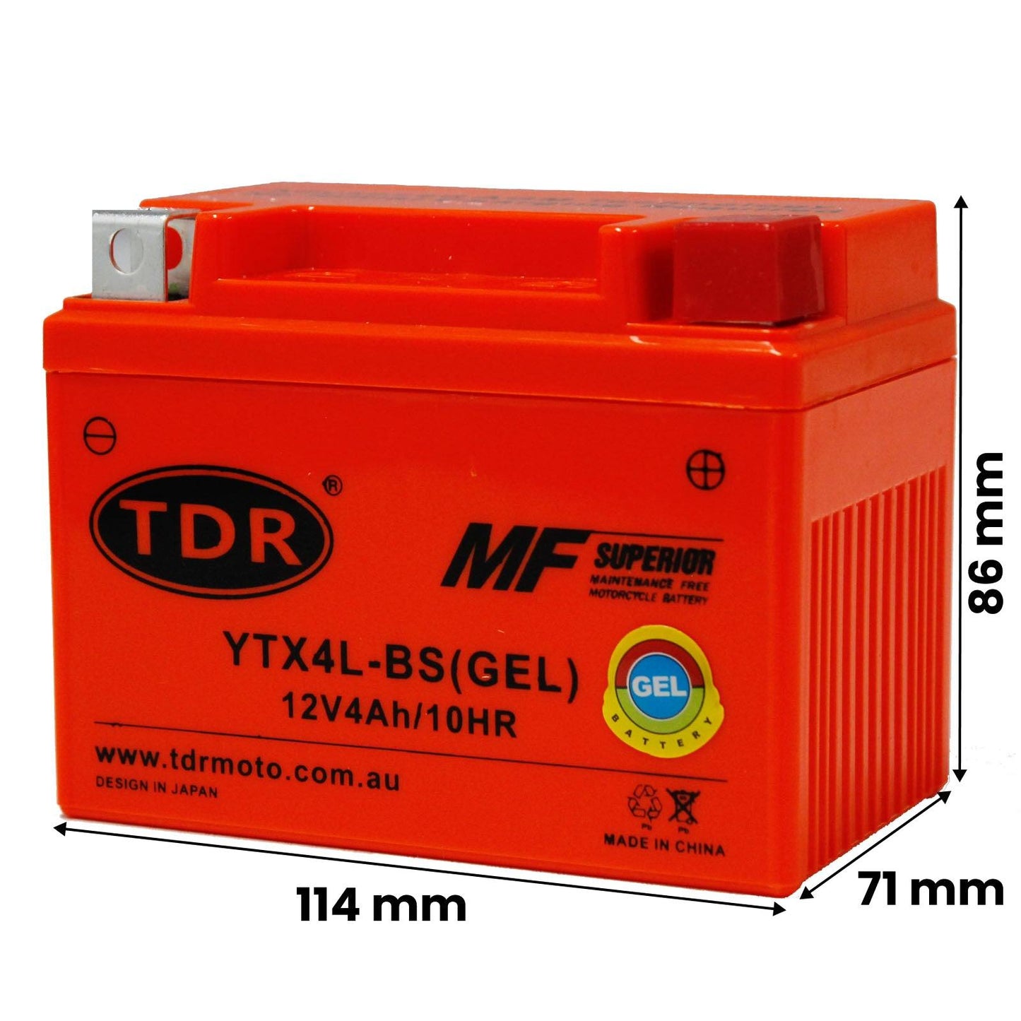 YTX4L-BS 12V 4Ah Motorbike GEL Battery ATV Quad Dirt/Pit Bike 50/70/110/125cc YT4L YB4L - TDRMOTO