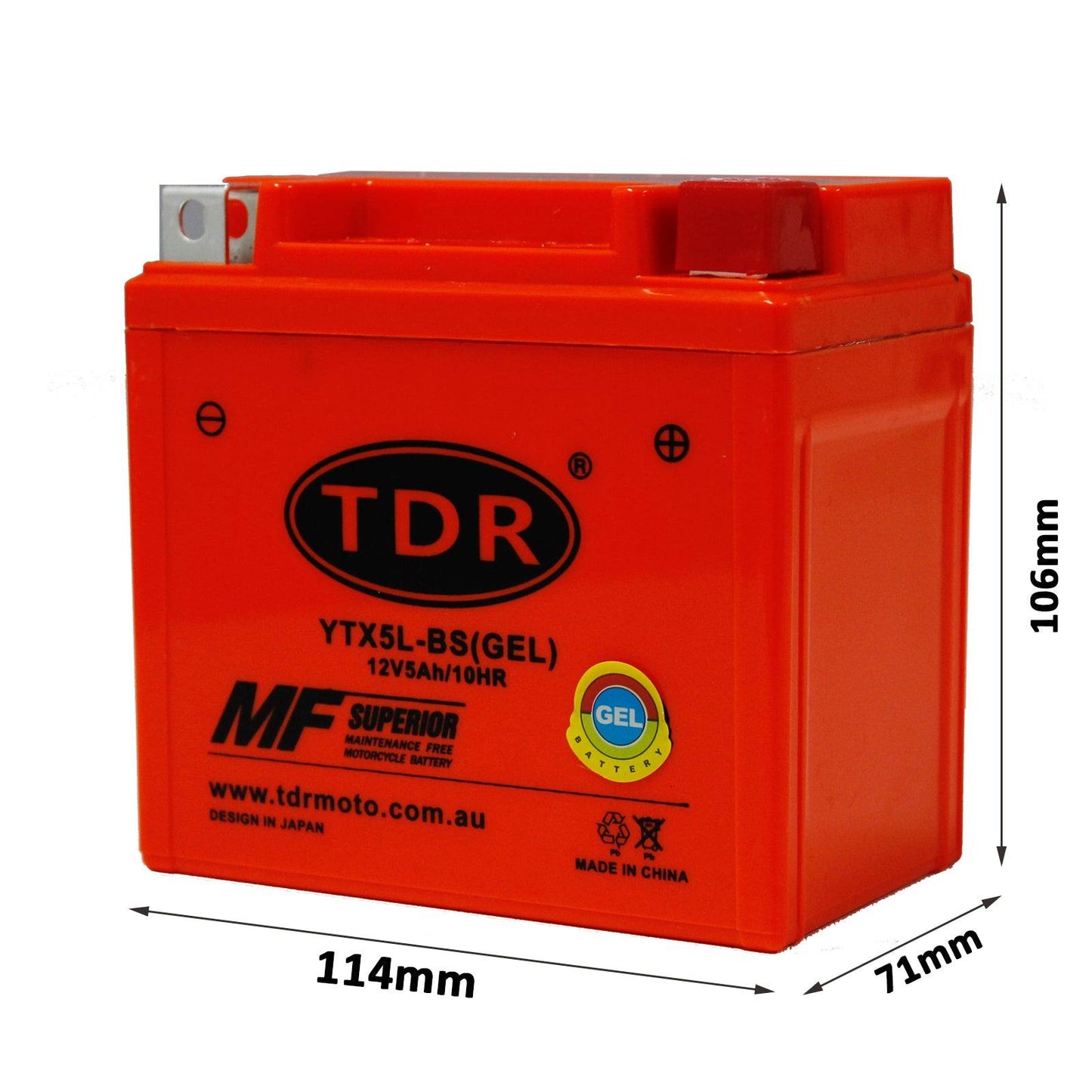 YTX5L-BS Motorcycle GEL Battery 12V 5ah Honda Yamaha Suzuki Kawasaki KTM - TDRMOTO