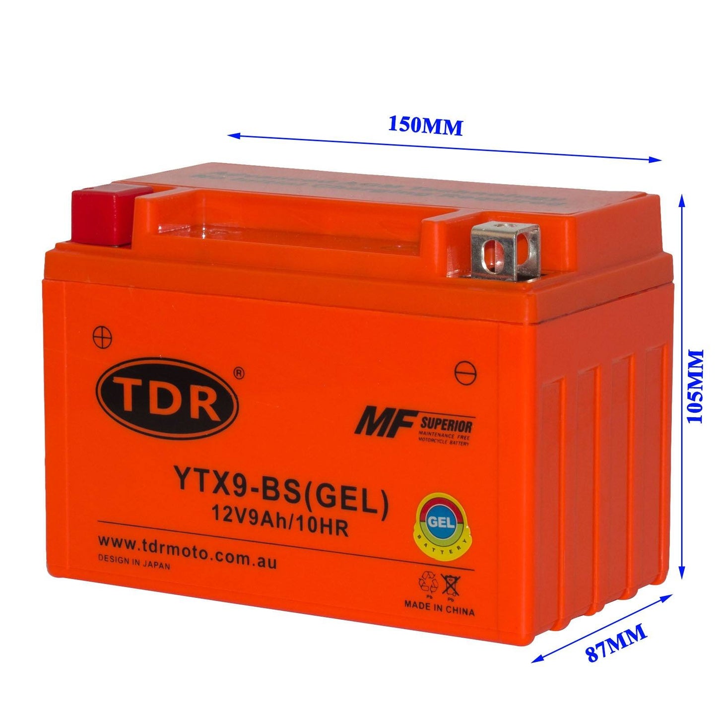 YTX9-BS 12V 9Ah Motorcycle Motorbike Gel Battery For Honda Kawasaki Suzuki Yamaha KTM Hyosung - TDRMOTO