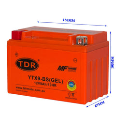 YTX9-BS 12V 9Ah Motorcycle Motorbike Gel Battery For Honda Kawasaki Suzuki GSXR Yamaha KTM LC4 - TDRMOTO