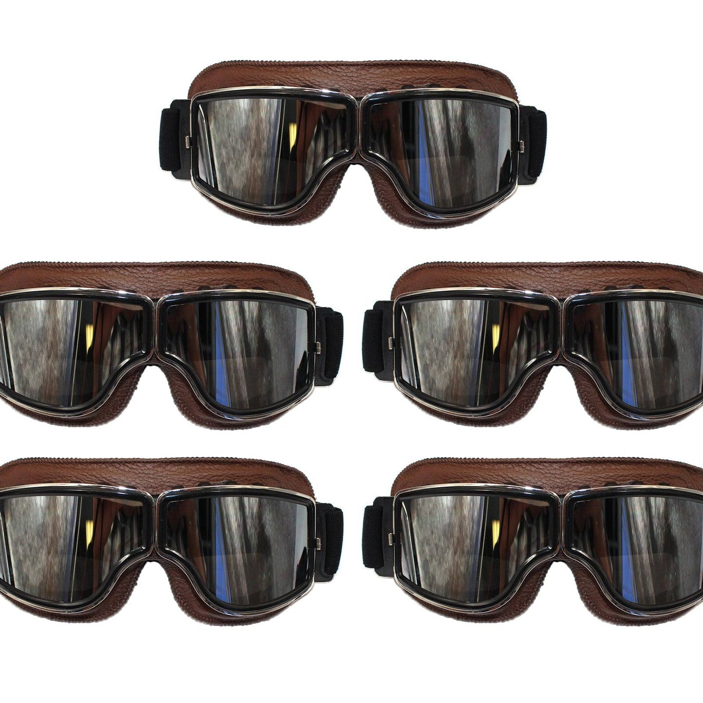 WWII Style German Motorcycle Harley Style Chopper Biker Pilot Goggles Brown - TDRMOTO