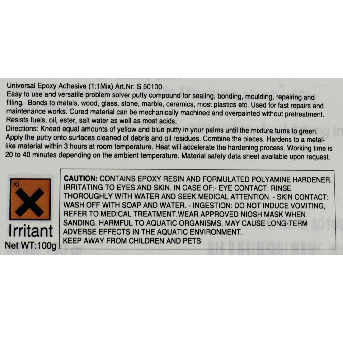 Sun-fix Epoxy 100G Adhesive Glue Putty Repair Steel, aluminium, cracking, casing - TDRMOTO