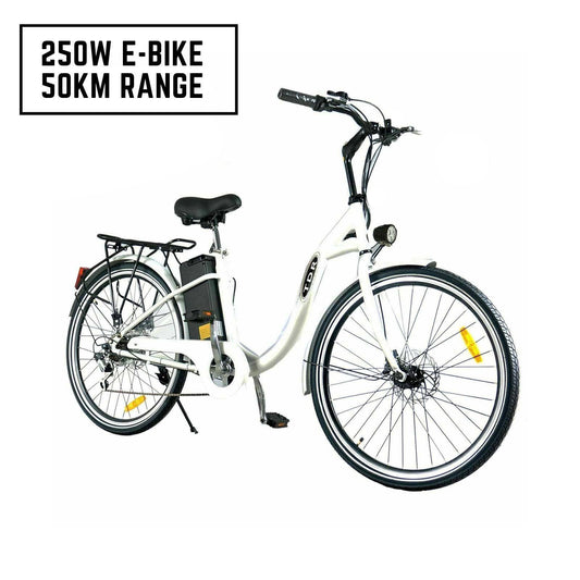 TDR 250W 26" White Electric Bike with 10Ah Lithium Ion Battery - TDRMOTO