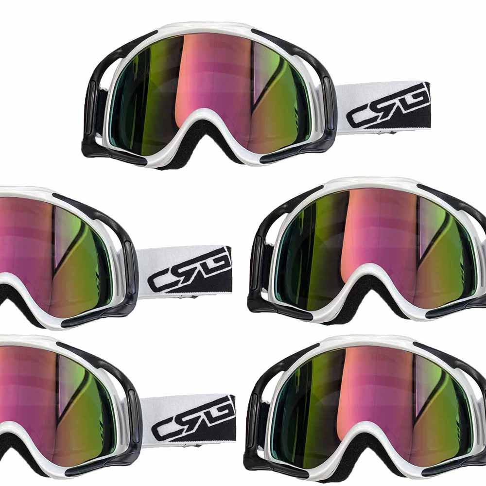 CSG Adult White Goggles Tinted Lens Anti Fog For Motocross MX Sports Snow Skiing - TDRMOTO