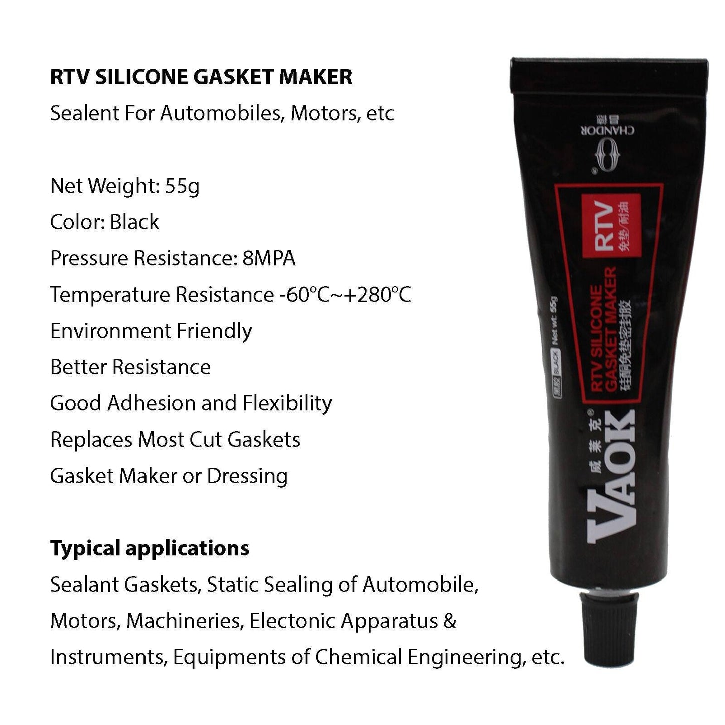 Black RTV Silicone Gasket Maker Sealant Silicon Oil Pump Sump 55G - TDRMOTO