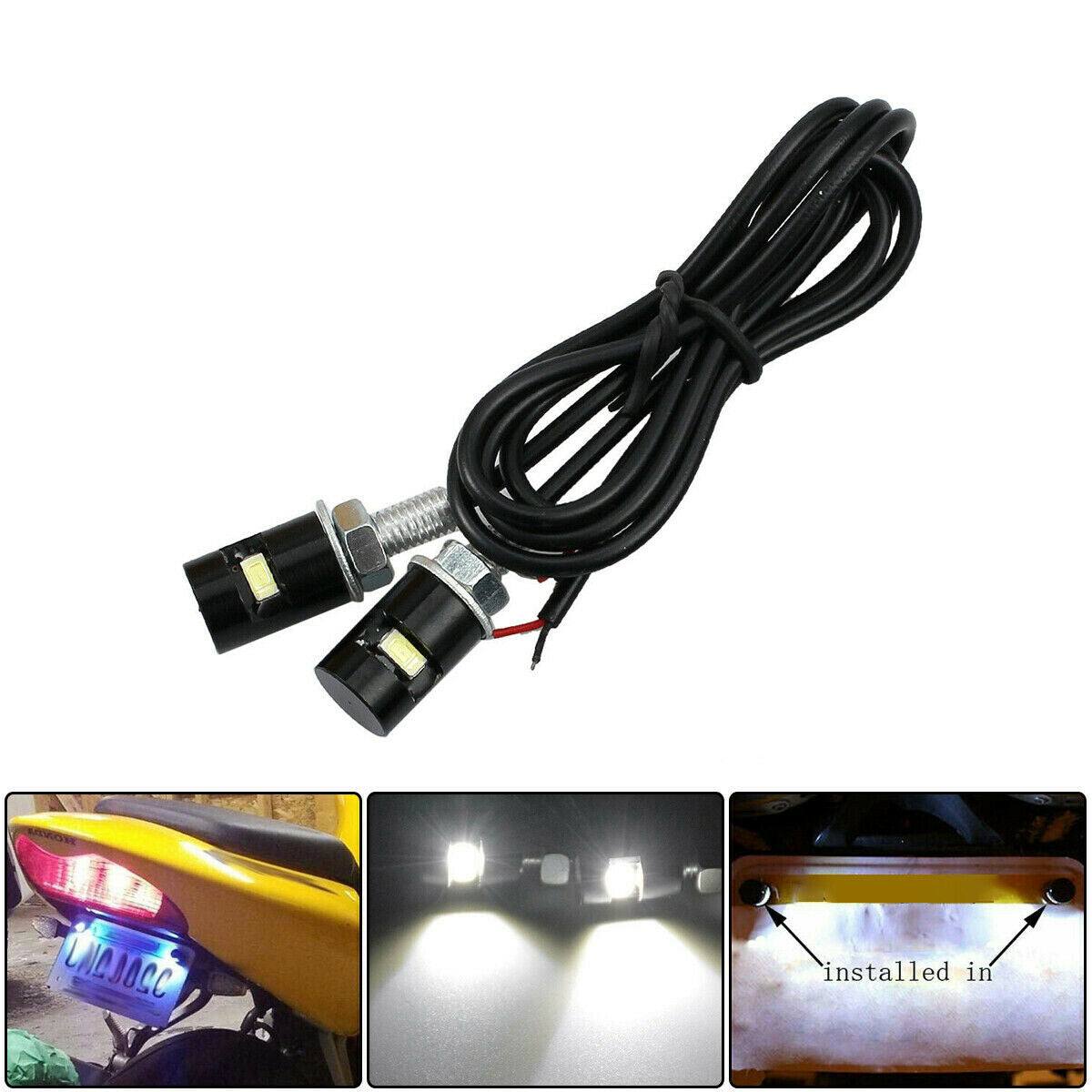 2 x LED License Number Plate Light Screw Bolt Bulbs SMD For Car Motorcycle WHITE - TDRMOTO