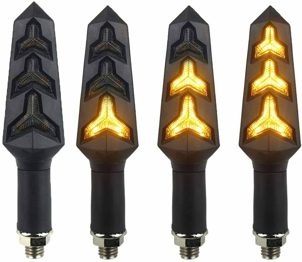 4X Motorcycle LED Turn Signal Indicators Flowing Water Light Amber Blinker Lamp - TDRMOTO