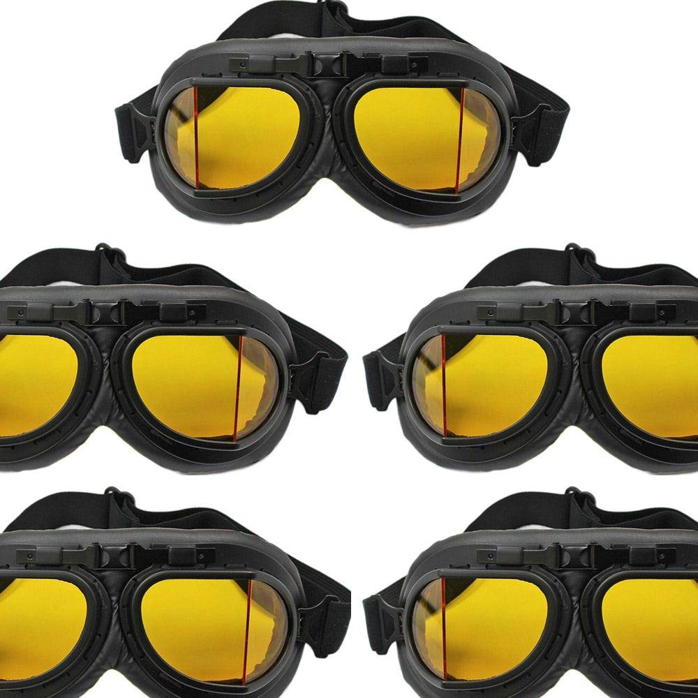 Yellow Lens Vintage Aviator Pilot Goggles Eyewear WWII RAF Cruiser Scooter - TDRMOTO