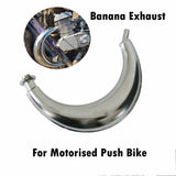 Moon Chamber Muffler Banana Exhaust for 2 Stroke 49cc 66cc 80cc Engine Kit Motorized Push bike - TDRMOTO