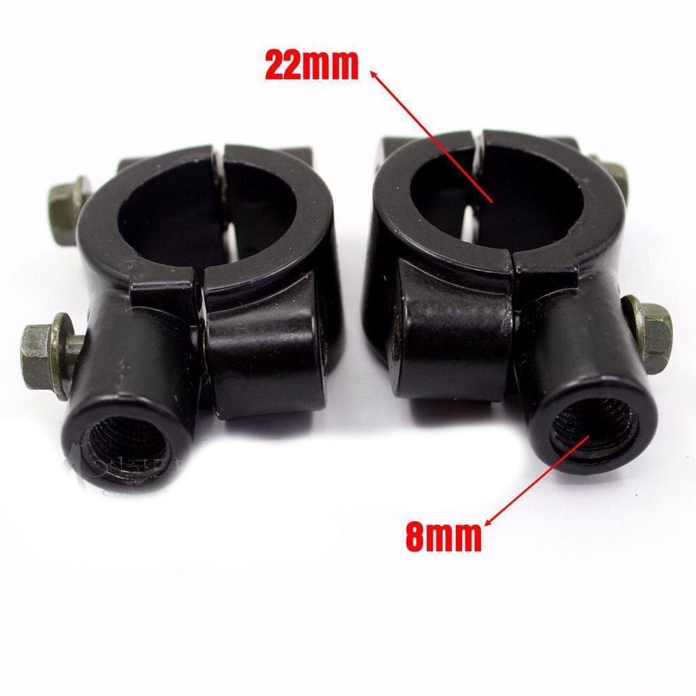 8mm Mirror Mount Holders Bracket Clamp For 7/8" 22mm Handlebar ATV Motorcycle - TDRMOTO