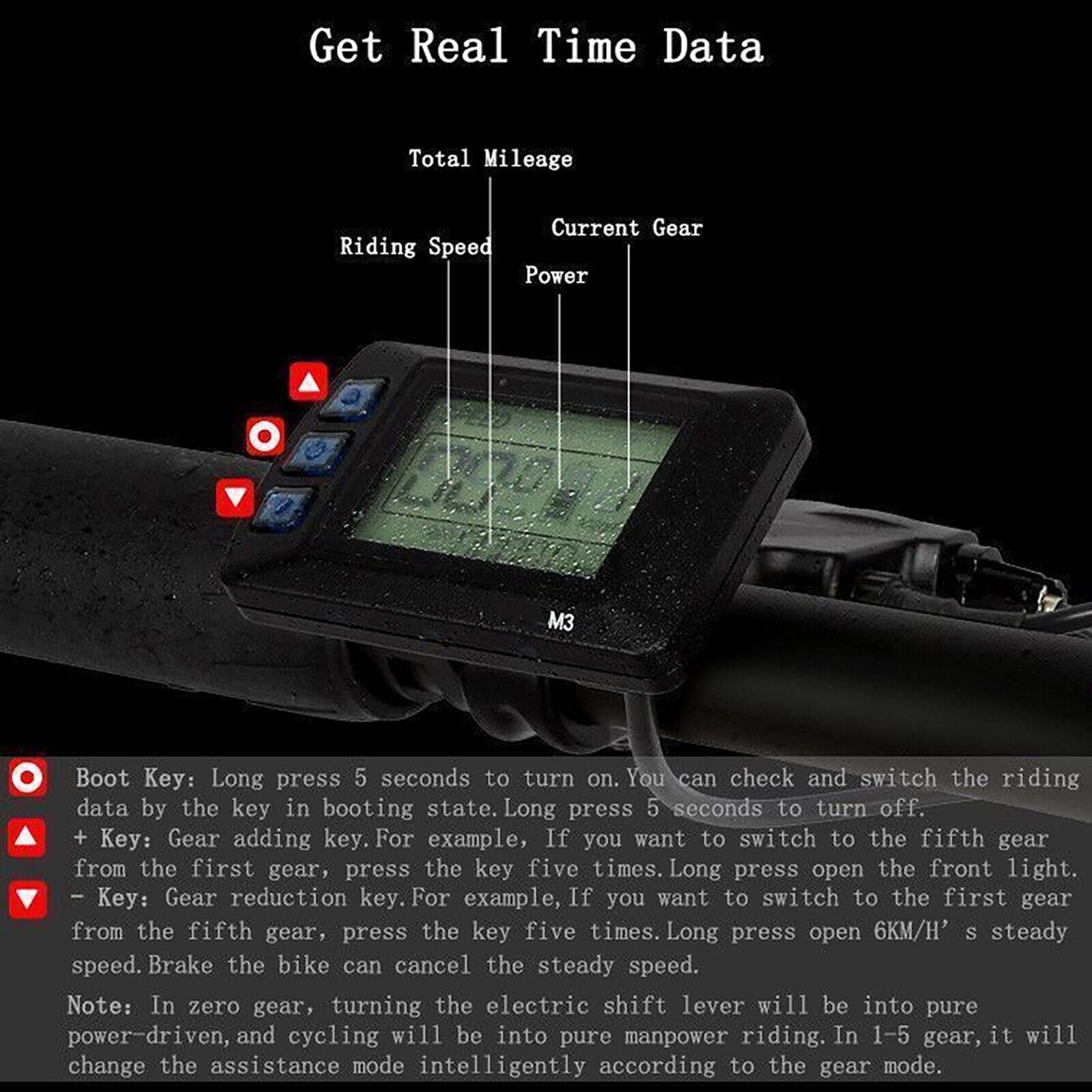 36V OMT3 Speedometer Odometer LCD Digital Control Panel/Display Meter For Electric Ebike Scooter