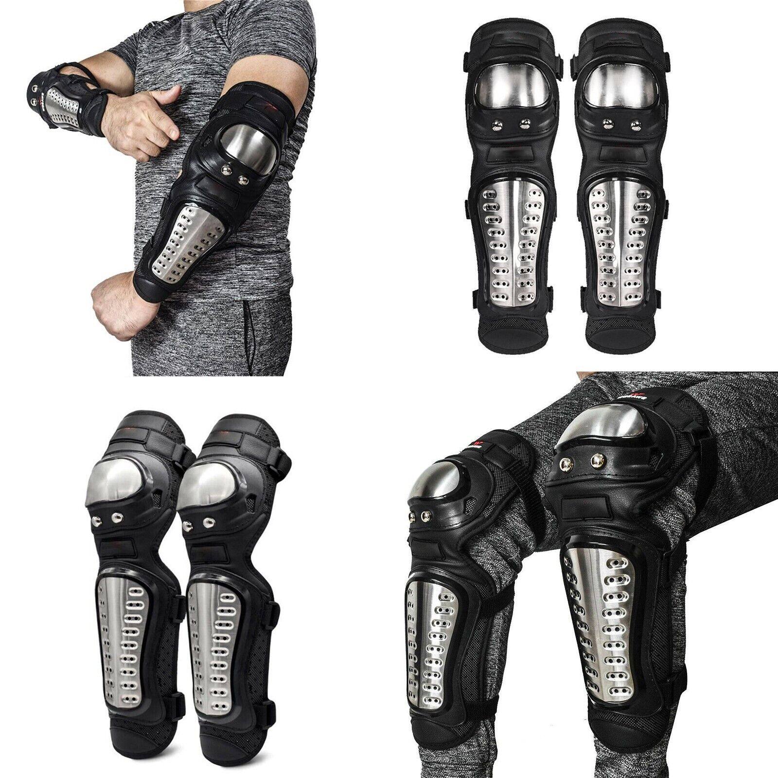 4P Set Bicycle Motor Alloy Steel Motocross Elbow & Knee Shin Guard Pads Protect - TDRMOTO