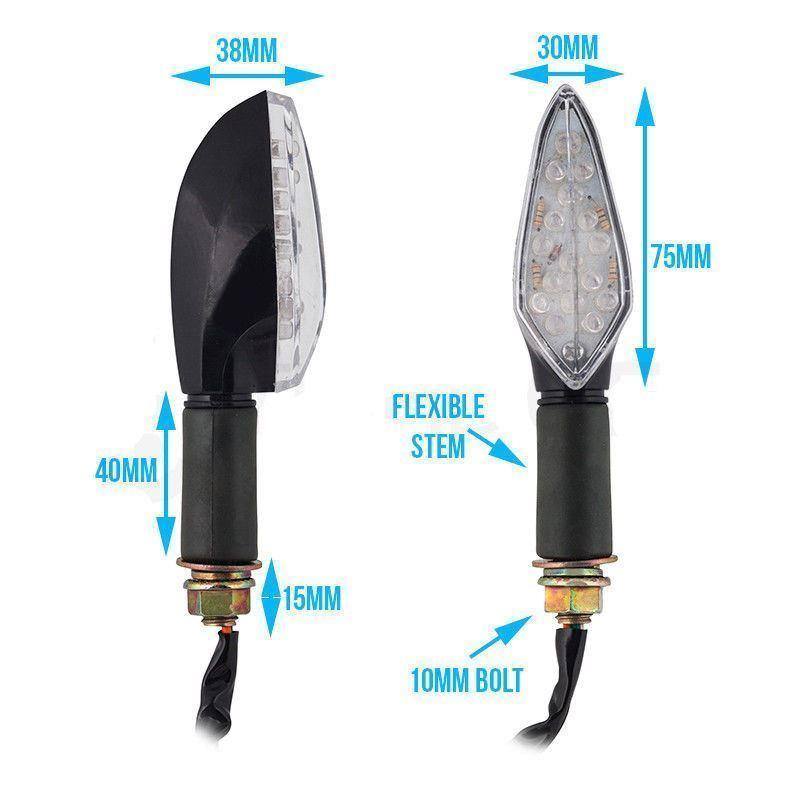 4x Black Indicators Motorcycle Motorbike LED Blinkers Yamaha Honda Suzuki - TDRMOTO