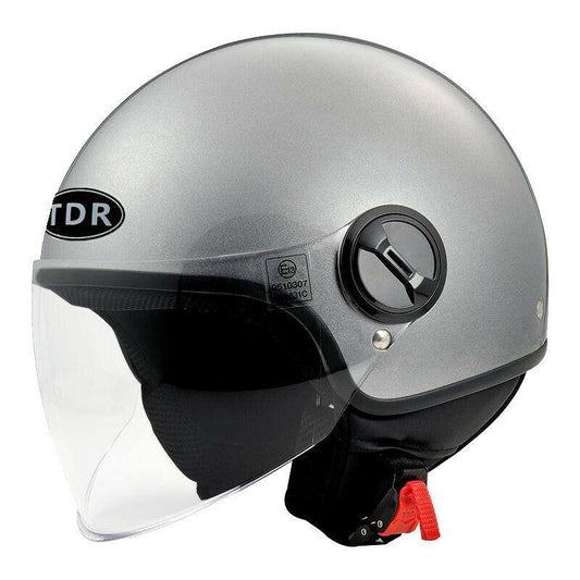 TDR Gloss Grey Open Face Motorcycle Helmet for Adult - TDRMOTO