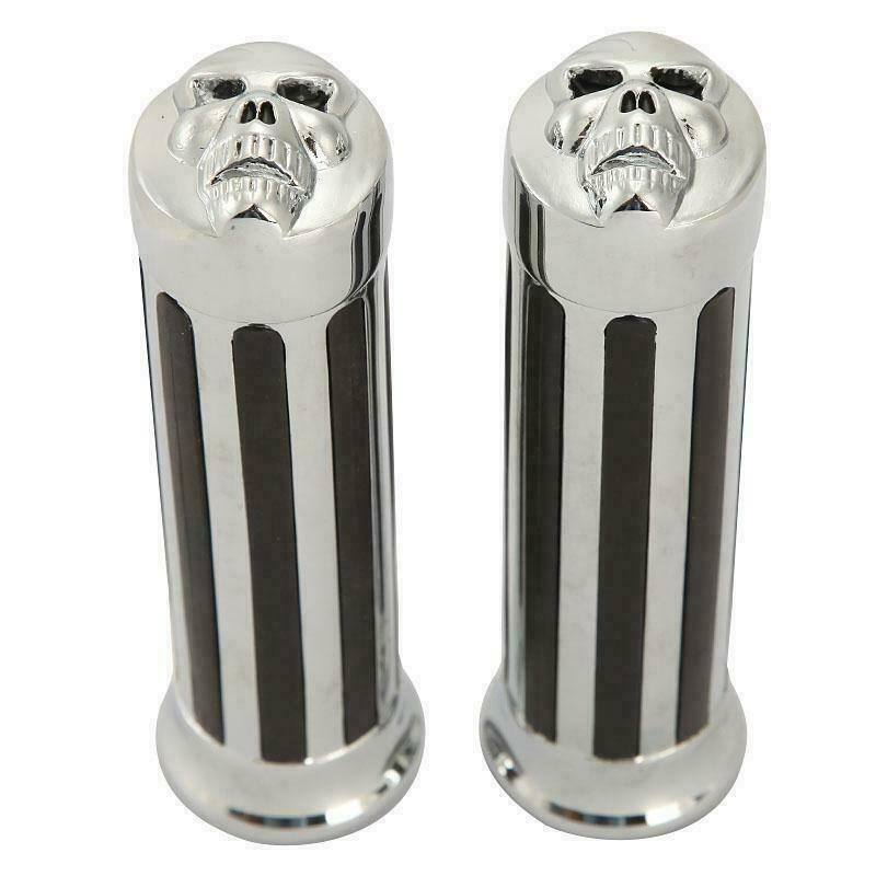25mm 1" Handlebar chrome Skull Hand Grips Fit Suzuki Boulevard M109R M50 M90 M95 - TDRMOTO