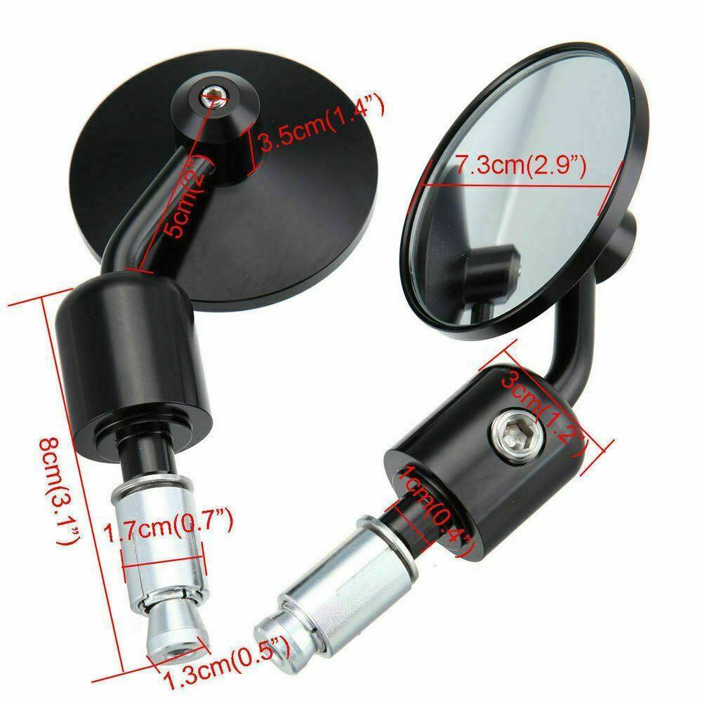 Black CNC 7/8" Handle Bar End Rear-view Mirror Universal Fit - TDRMOTO