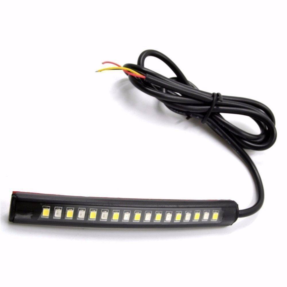 2pcs Car Motorcycle 17 LED Strip Light Tail Turn Signal Indicator Amber/White - TDRMOTO