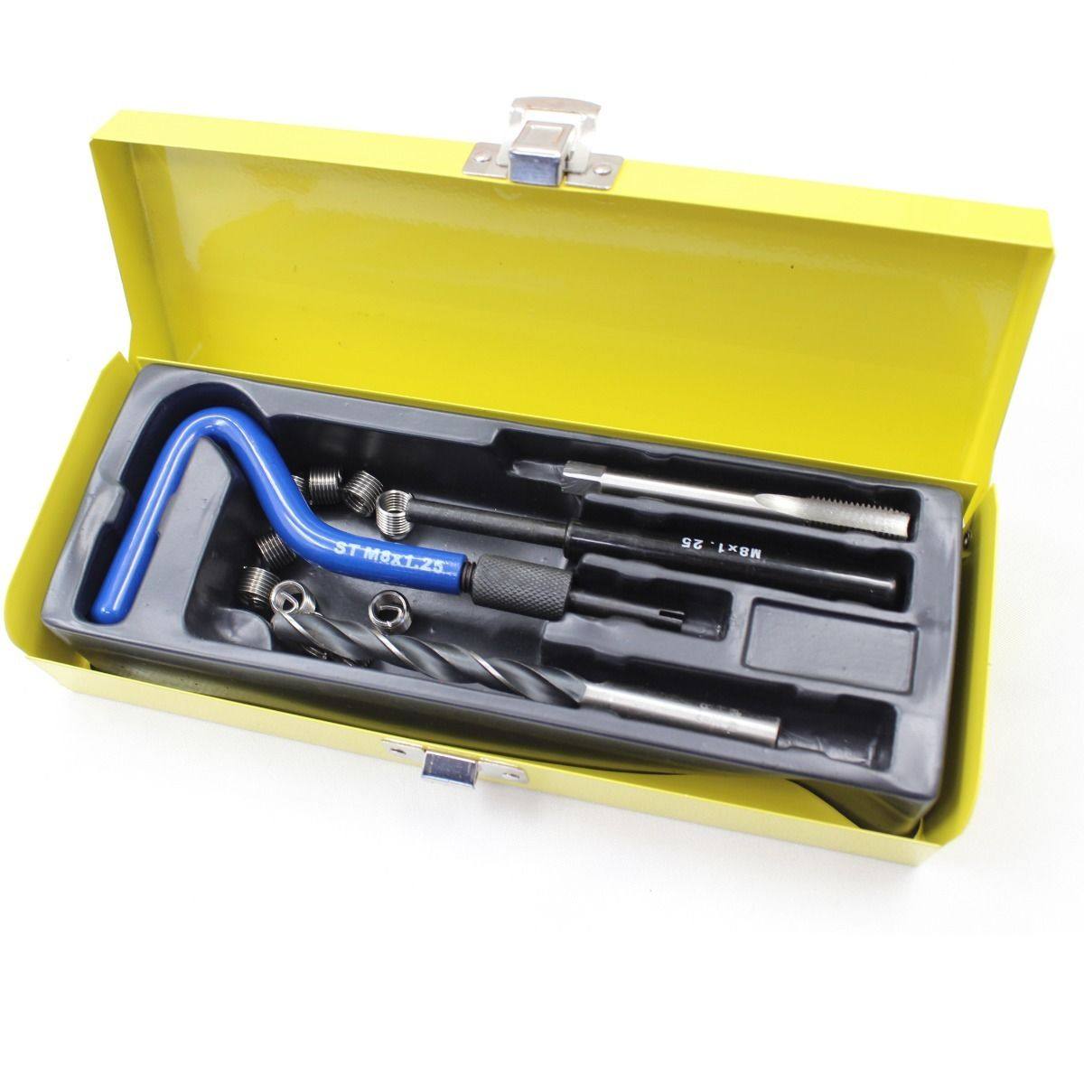M8 x 1.25mm Heli Coil Type Thread Repair Kit Thread Replace Restore Tool Set - TDRMOTO