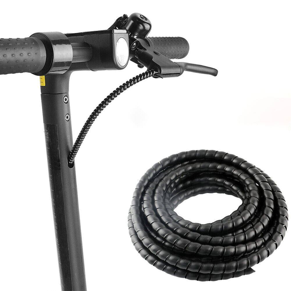 Black Spiral Cable Wire Wrap Protector Cover Sleeve 2m - TDRMOTO