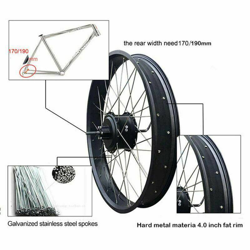 eBike Electric Bike Motor Rim 26x4 Fat Bike Rear Hub Motor - TDRMOTO